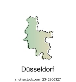 Map of Dusseldorf colorful geometric outline design, World map country vector illustration template