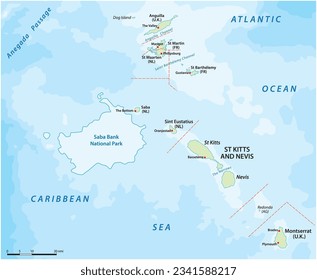 Map of the Dutch Saba Bank National Park in the Caribbean Sea