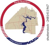 Map of Duval County in Florida, USA arranged in a circle.