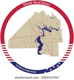 Map of Duval County in Florida, USA arranged in a circle.