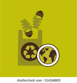map earth environment ecological green bulb bag vector illustration eps 10