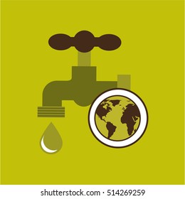 map earth environment ecological green tap water vector illustration eps 10