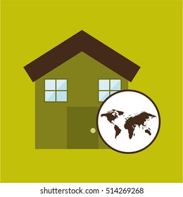 map earth environment ecological green house vector illustration eps 10