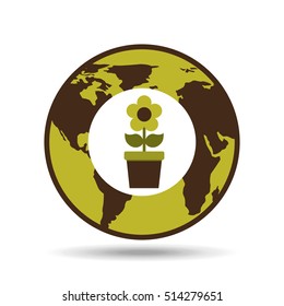 map earth environment ecological green flower flora vector illustration eps 10