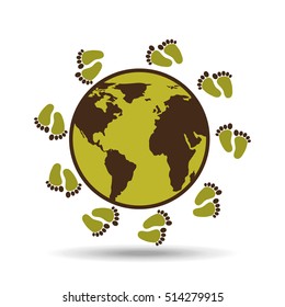 map earth environment ecological green footprints vector illustration eps 10