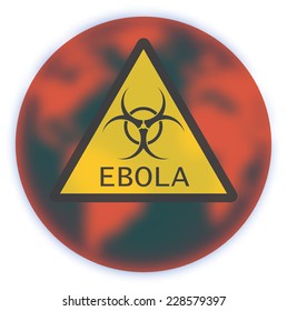 Map of Earth with sign Ebola Virus. Vector illustration