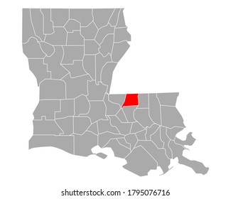 Map of East Feliciana in Louisiana on white