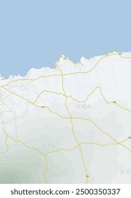 map of east jeju city, jeju island, eps, text and map asset layers separated, very detailed read information and location, 제주도 전도 상세 지도, 도로별 분할 및 관광지 장소정보 표기