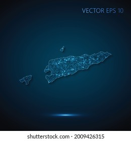 Karte von Osttimor abstrakte Illustration der globalen sozialen Kommunikation, polygonal Karte mit Verbindungspunkten und Linien. Vektorgrafik eps10.
