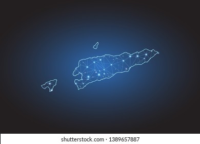 Map of East Timor - Abstract mash line and point scales on circuit dark background. Wire frame 3D mesh polygonal network line, design sphere, dot and structure. Vector illustration eps 10.