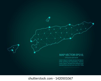 Map of east Timor - Abstract mash line and point scales on dark gradient background. Wire Frame 3D mesh polygonal network line, design sphere, dot and structure. Vector illustration eps 10.