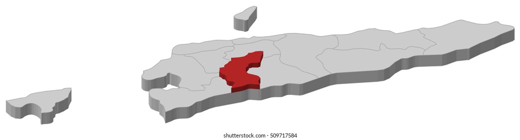 Map - East Timor, Ainaro - 3D-Illustration