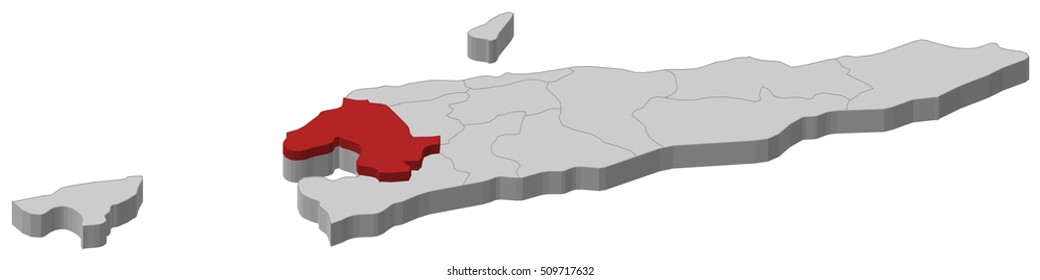 Map - East Timor, Bobonaro - 3D-Illustration