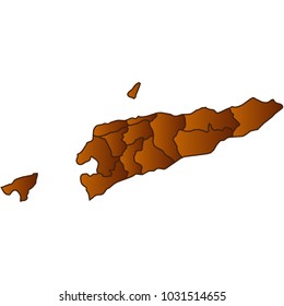 Map of East Timor - Map of the city and each border separately. Brown Gold eps Vector Illustration 10