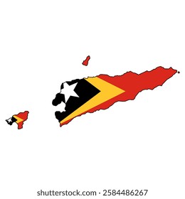 Map of East Timor with flag colors in it.