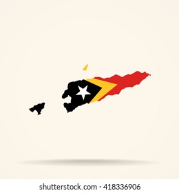 Map of East Timor in East Timor flag colors