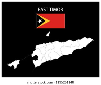 Map Of East Timor With Flag Isolated On Black Background,Vector Illustration Flag and Map of East Timor for continue.