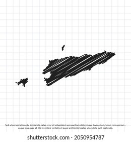 Map of East Timor freehand drawing on a sheet of exercise book. Vector illustration.