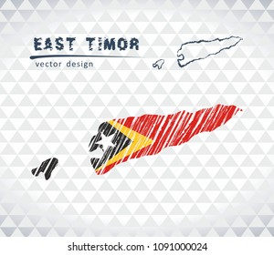 Map of East Timor with hand drawn sketch pen map inside. Vector illustration