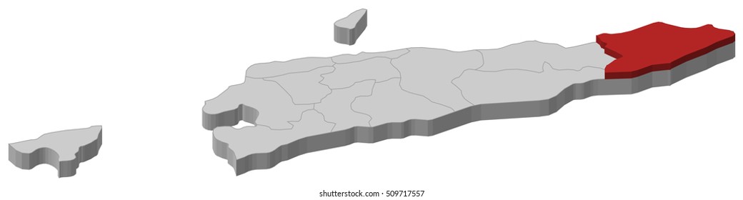 Map - East Timor, Lautem - 3D-Illustration