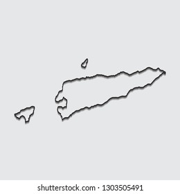 Map of East Timor with shadow on gray background.eps10