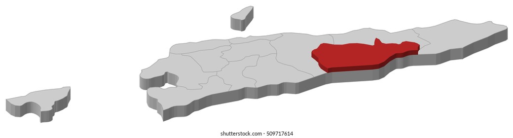 Map - East Timor, Viqueque - 3D-Illustration