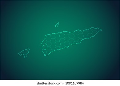 Map of East Timor-Wire frame 3D mesh polygonal network line, design sphere, dot and structure. Vector illustration eps 10.