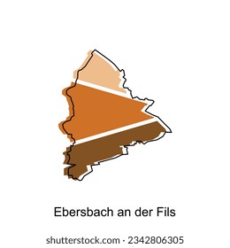 Map of Ebersbach An Der Fils colorful geometric outline design, World map country vector illustration template