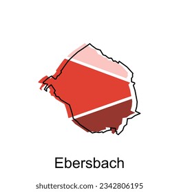 mapa de las fronteras nacionales de Ebersbach, ciudades importantes, modelo de diseño de ilustraciones de vectores del país cartográfico mundial