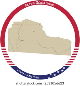 Map of Echols County in Georgia, USA arranged in a circle.