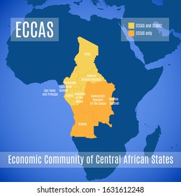 Map Of The Economic Community Of Central African States (ECCAS).