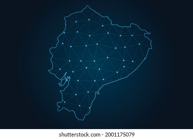 Map of ecuador , Abstract mash line and point scales on dark background for your web site design map logo, app, ui,Travel. Vector illustration eps 10.