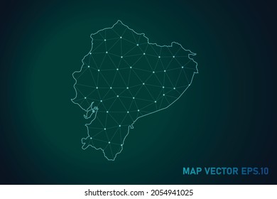 Map of ecuador - Abstract mash line and point scales on dark gradient background. Wire Frame 3D mesh polygonal network line, design sphere, dot and structure. Vector illustration eps 10.