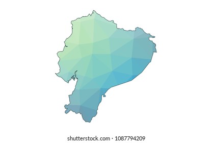 Map of Ecuador - Blue Geometric Rumpled Triangular , Polygonal Design For Your . Vector illustration eps 10.