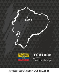 Map of Ecuador, Chalk sketch vector illustration
