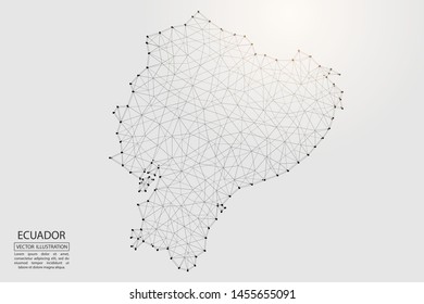 A map of Ecuador consisting of 3D triangles, lines, points, and connections. Vector illustration of the EPS 10.