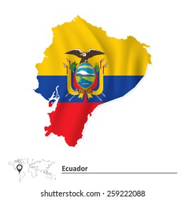 Map of Ecuador with flag - vector illustration