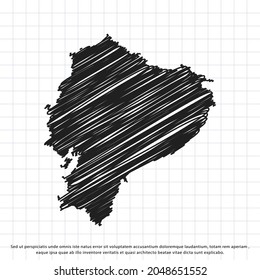 Map of Ecuador freehand drawing on a sheet of exercise book. Vector illustration.