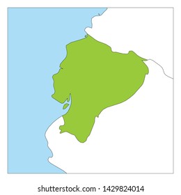 Map of Ecuador green highlighted with neighbor countries.