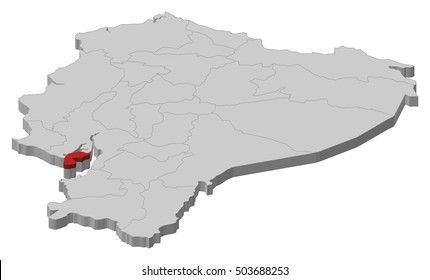 Map - Ecuador, Guayas - 3D-Illustration