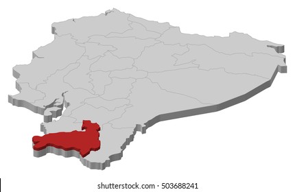 Map - Ecuador, Loja - 3D-Illustration