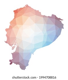 Mapa de Ecuador. Baja ilustración policial del país. Diseño geométrico con rayas. Tecnología, Internet, concepto de red. Ilustración vectorial.