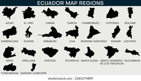 Karte der Ecuador-Gebiete umreißen Silhouette-Vektorgrafik
