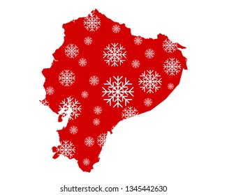 Map of Ecuador with snowflakes