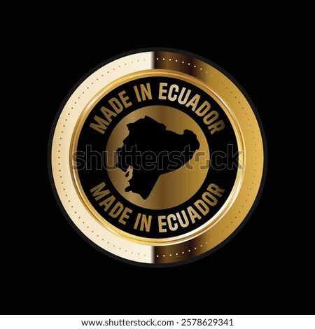 Map of Ecuador. Vector illustration. Logo, Icon, and Symbol. Ecuador map gold seal. 