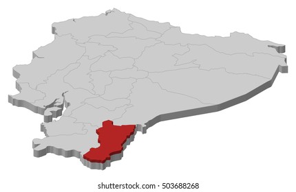 Map - Ecuador, Zamora-Chinchipe - 3D-Illustration