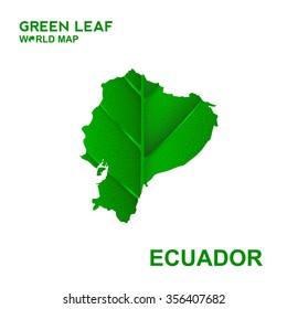 Map Of Ecuador,Nature green leaf, vector illustration