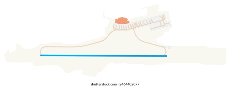 Mapa del Aeropuerto Internacional Eduardo Gomes (Brasil). Código IATA: MAO. Diagrama del aeropuerto con pistas de aterrizaje, pistas de rodaje, delantales, zonas de aparcamiento y edificios. Datos del mapa de OpenStreetMap.