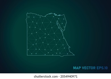 Map of egypt - Abstract mash line and point scales on dark gradient background. Wire Frame 3D mesh polygonal network line, design sphere, dot and structure. Vector illustration eps 10.