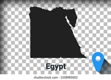 Map of Egypt, black map on a transparent background. alpha channel transparency simulation in png. vector illustration
